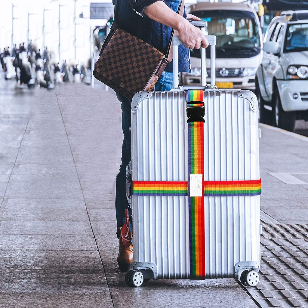 PALAY 2pc Luggage Straps, Adjustable Suitcase Belts, Heavy Duty Non-Slip Travel Luggage Straps with Boarding Pass, Quick-Release Luggage Straps Buckle Travel Accessories Bag Straps (Rainbow) PALAY 2pc Luggage Straps, Adjustable Suitcase Belts, Heavy Duty Non-Slip Travel Luggage Straps with Boarding Pass, Quick-Release Luggage Straps Buckle Travel Accessories Bag Straps (Rainbow)